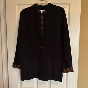 Halston NWOT women’s black long one button cardigan sweater size medium